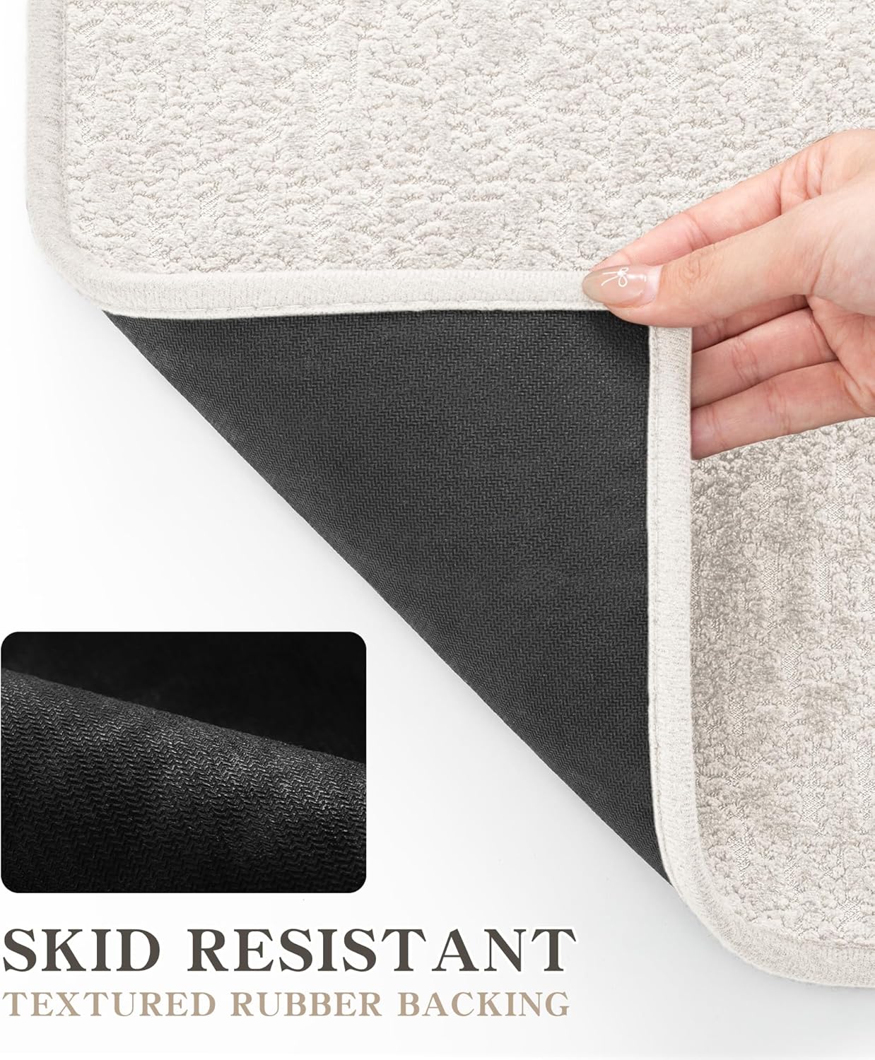 chakme Bathroom Rug Sets 2 Piece, Ultra Thin Bath Mat Quick Dry Bath Mat Set, Absorbent Bath Mat for Bathroom Non Slip Machine Washable, (White, 2 Piece)