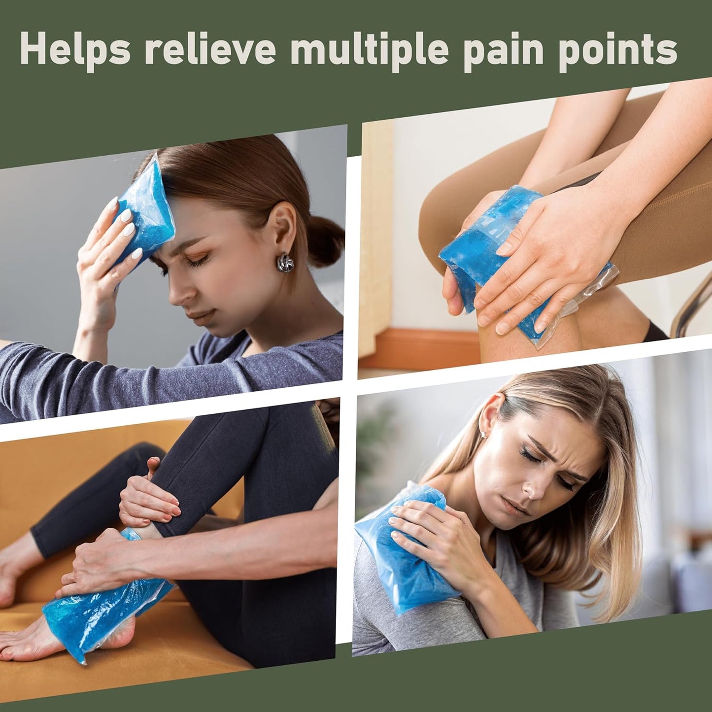 4PK Flexible Gel Ice Packs for Injuries Reusable - Gel Ice Pack Cold Compress for Knee, Back, Neck, Wrist, Hand, Elbow, Ankle Pain Relief - 9.5" x 4.5"