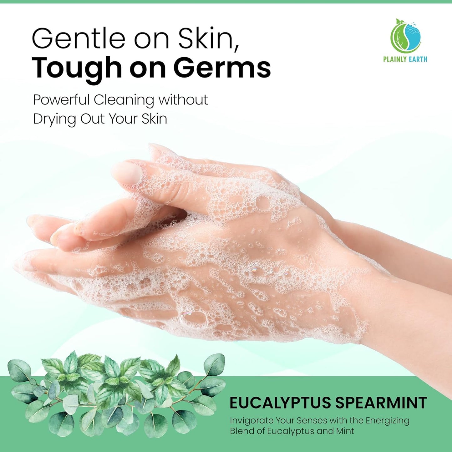 AntiMicrobial Hand Soap 64 oz - Eucalyptus Spearmint Gentle Liquid Hand Soap Refill Antibacterial - Moisturizing, Long Lasting Freshness & Safe for Skin