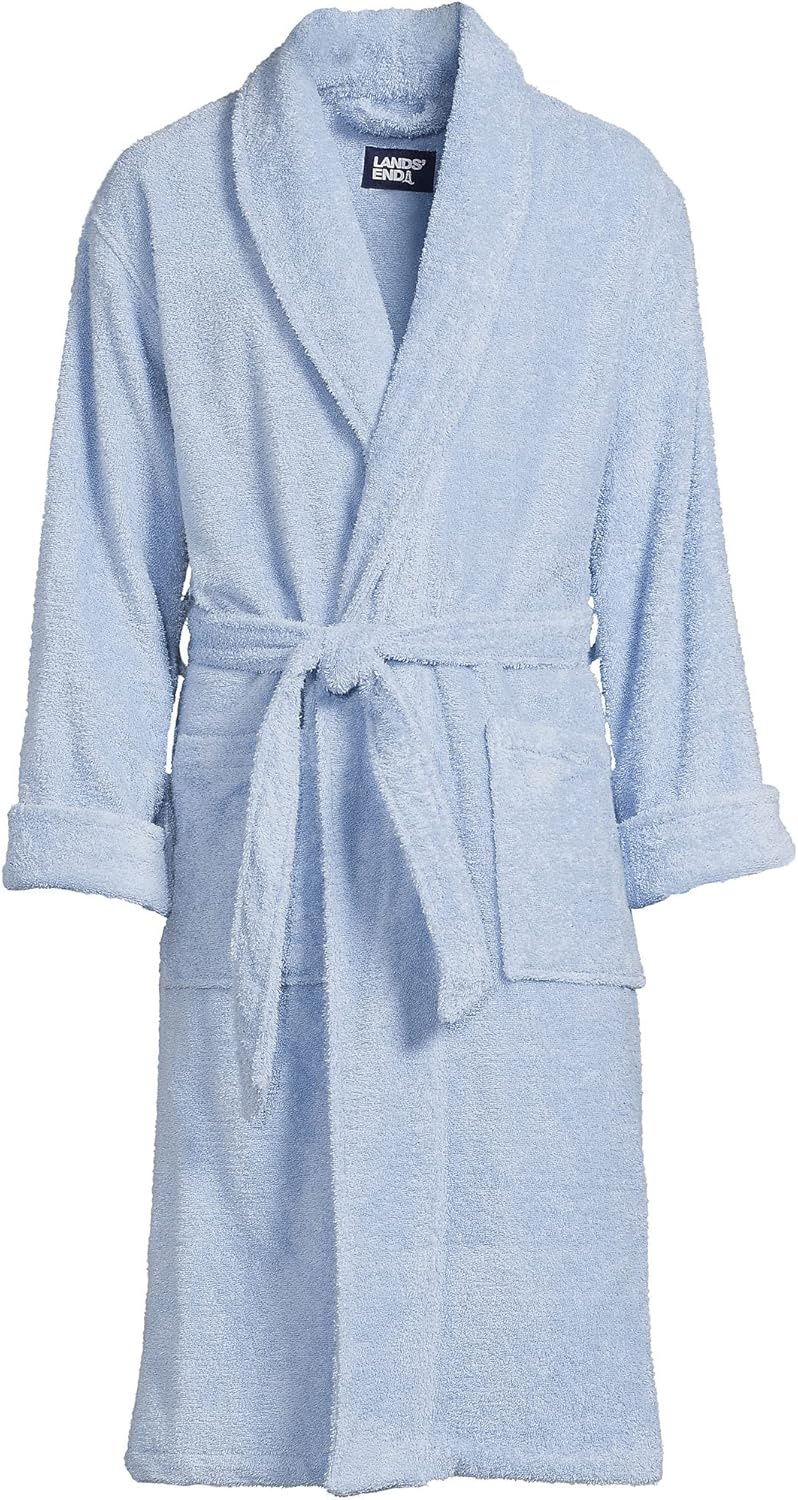 Lands' End Men's Calf Length Turkish Cotton Terry Bathrobe