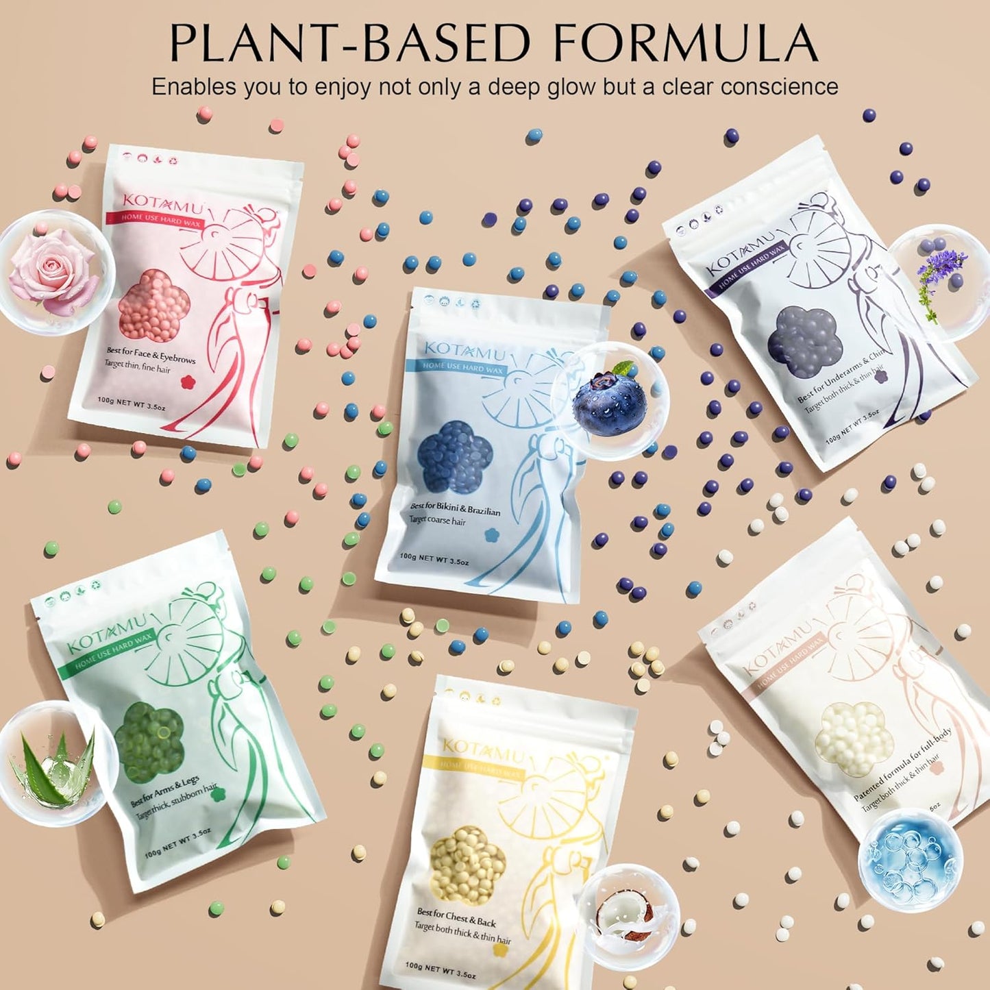 KOTAMU Waxing Kit for Women & Men, Wax Warmer for Hair Removal, Digital Wax Kit with SiliconePot,Ideal for Face Eyebrow Arm Legs Armpit &Sensitive Skin, Purple Waxing Machine With 44 Accessories