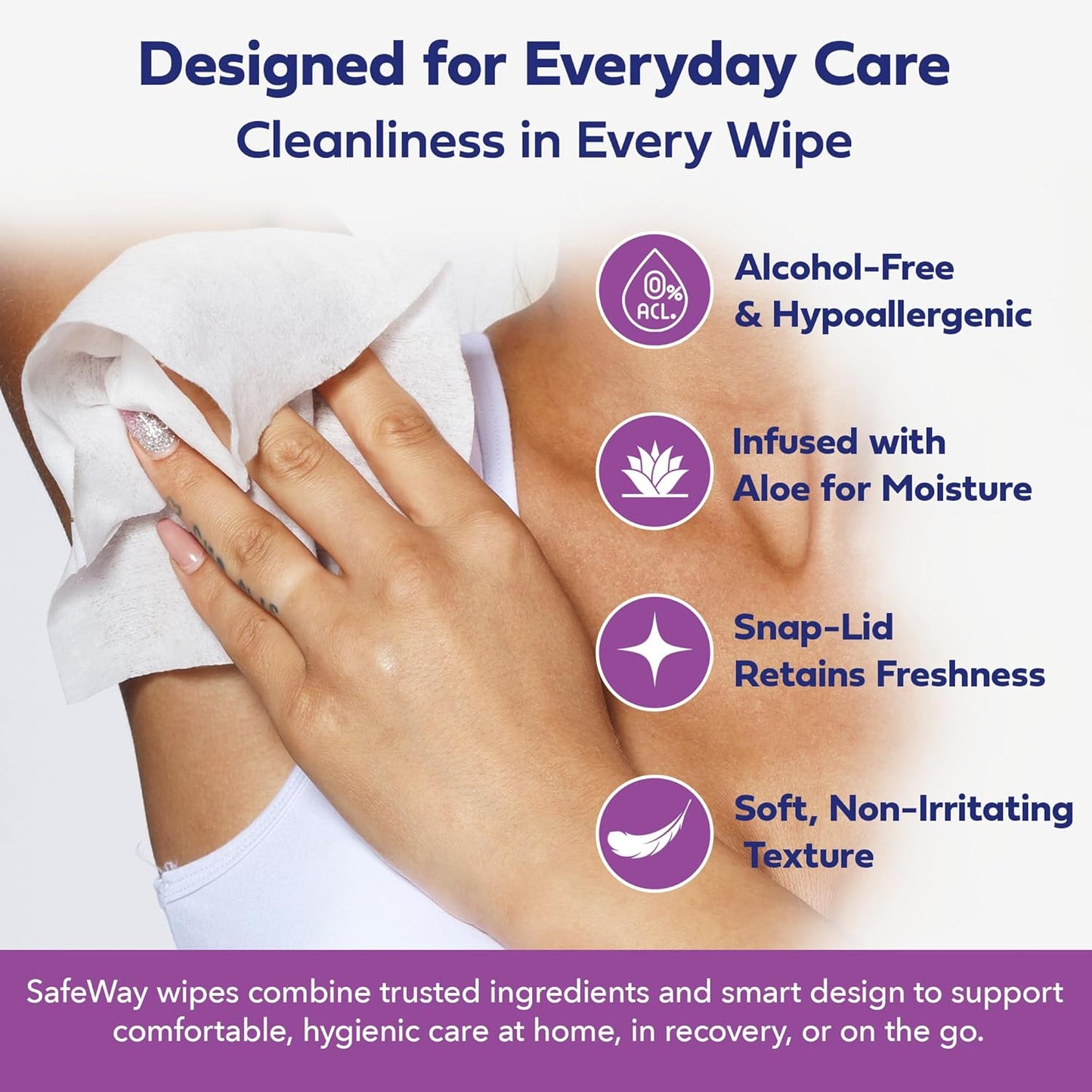 SAFEWAY Adult Wipes Disposable — Multi-Purpose Wipes, Alcohol-Free, Preferred by Caregivers for Seniors & Incontinence Solution, Aloe-Infused, Gentle for Delicate Skin — Extra Large, 12 Pack 600 pcs.