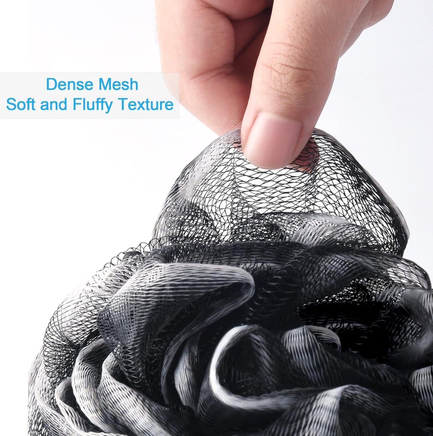 AmazerBath Loofah Sponge 60g/Piece, Loofah for Men Body Scrubber - Bath Sponge Loofa Set of 4 Black