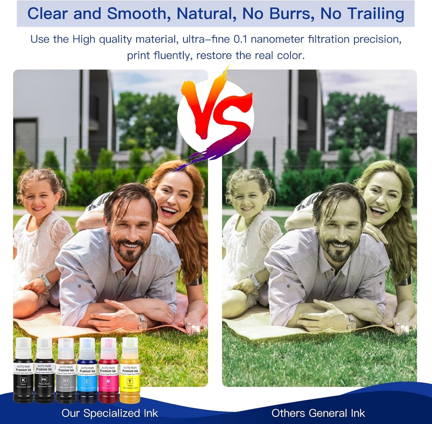 552 Ink Refill Bottles Use for EcoTank Photo ET-8550, EcoTank Photo ET-8500(BK PBK C M Y GY, 600ml)