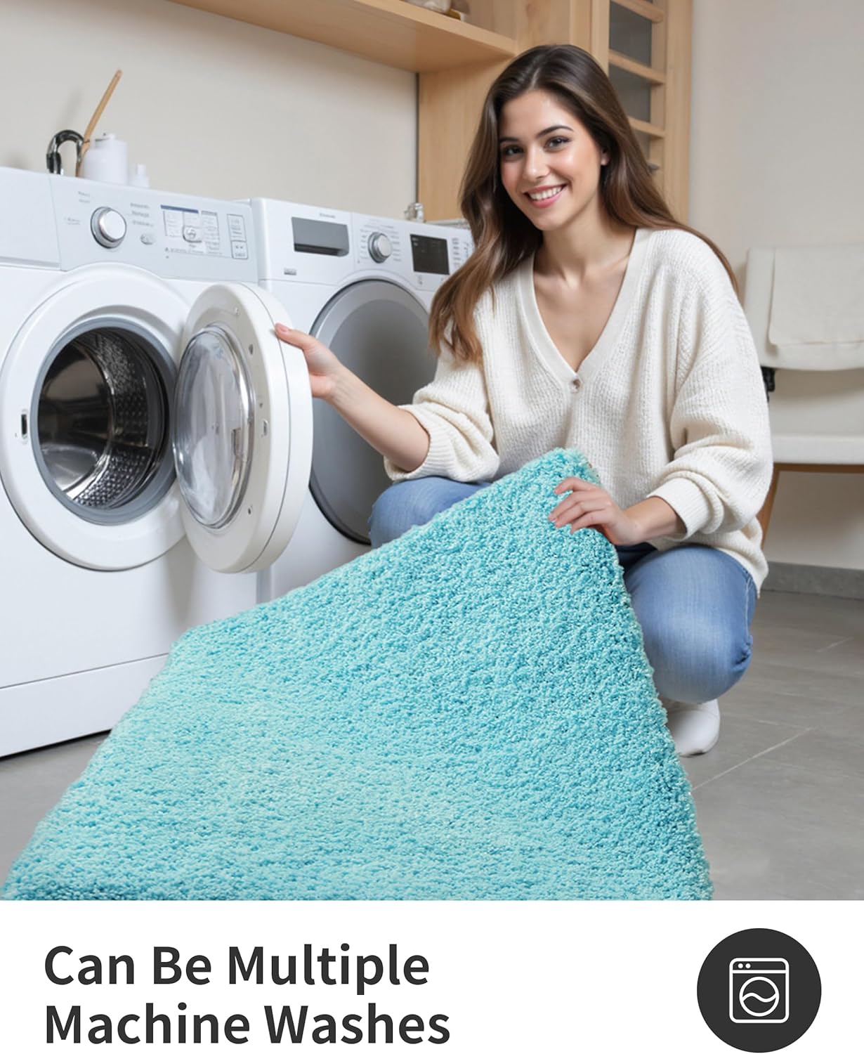 ILANGO Teal Bathroom Rugs 60" × 24" Non Slip & Super Absorbent Thick Soft, Washable Bath Carpet Runner for Floor, Microfiber Plush Shaggy Bath Mats with Rubber for Bedroom Bathtub Shower Room