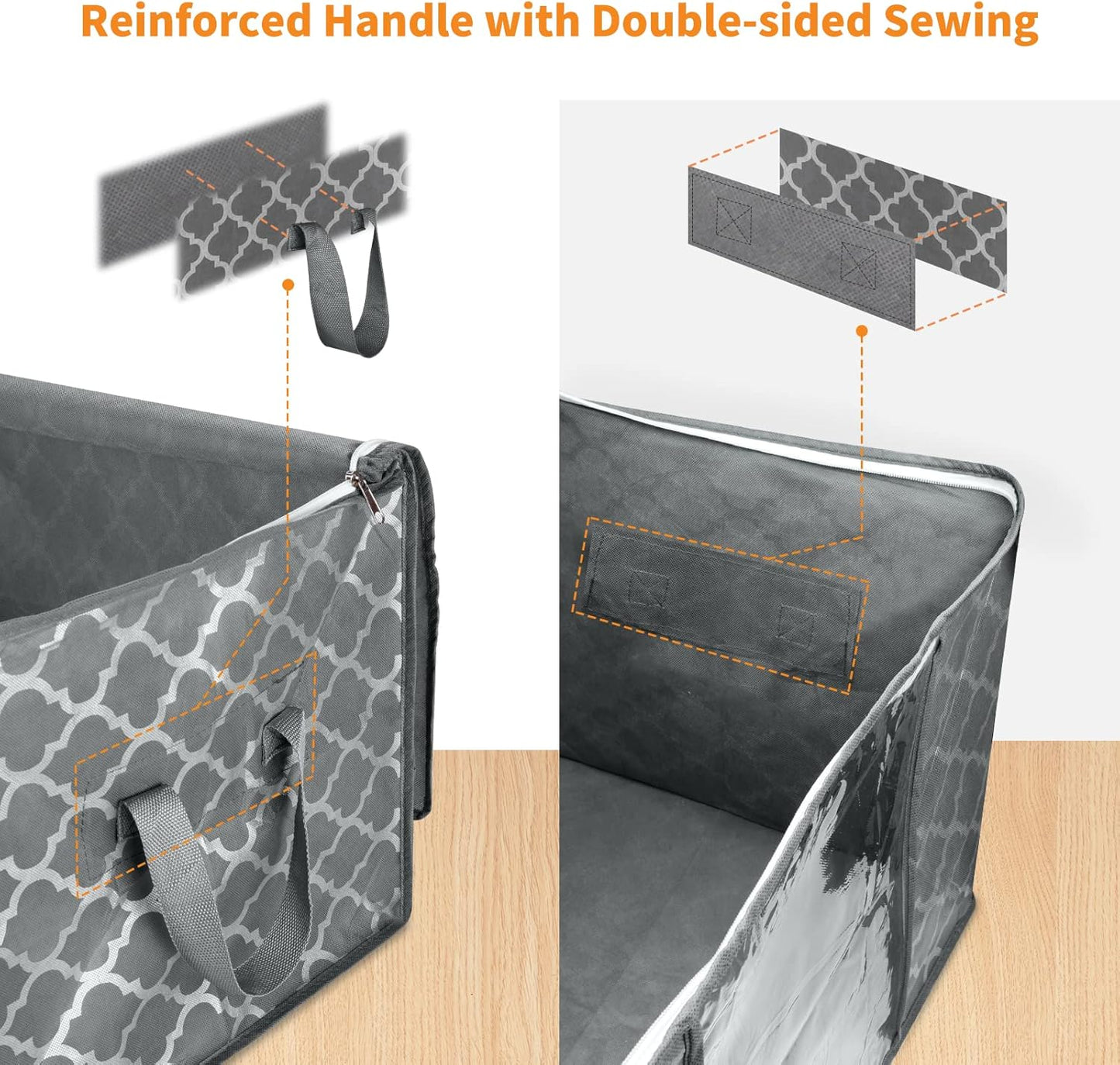 Clothes Storage Bags, Storage Organizer with Durable Handles for Closet Organization, Comforter, Blankets, Bedding and Toys 90 L Large - 2 Pack