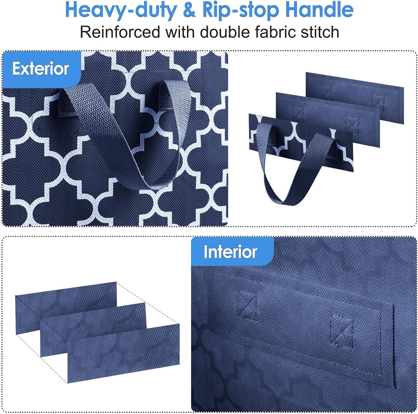 WISELIFE Storage Bags 2 Pack/100L Large Blanket Clothes Organization and Storage Containers for Comforters,Bedding, Foldable Organizer with Reinforced Handle, Clear Window, Sturdy Zippers,Blue