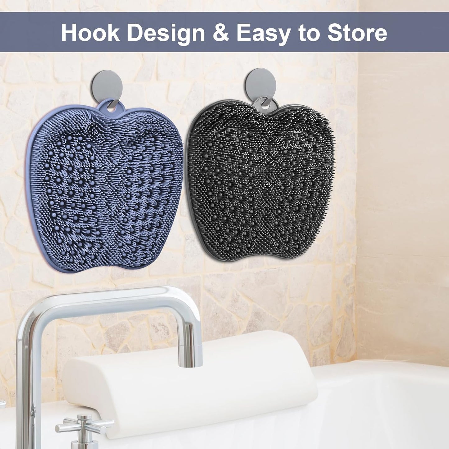 BESKAR Shower Foot Scrubber Mat with Non-Slip Suction Cups, Foot Spa Brush for Cleaning & Exfoliating Your Feet No Bend, Foot Points Reflexology Mat for Relax Your Feet