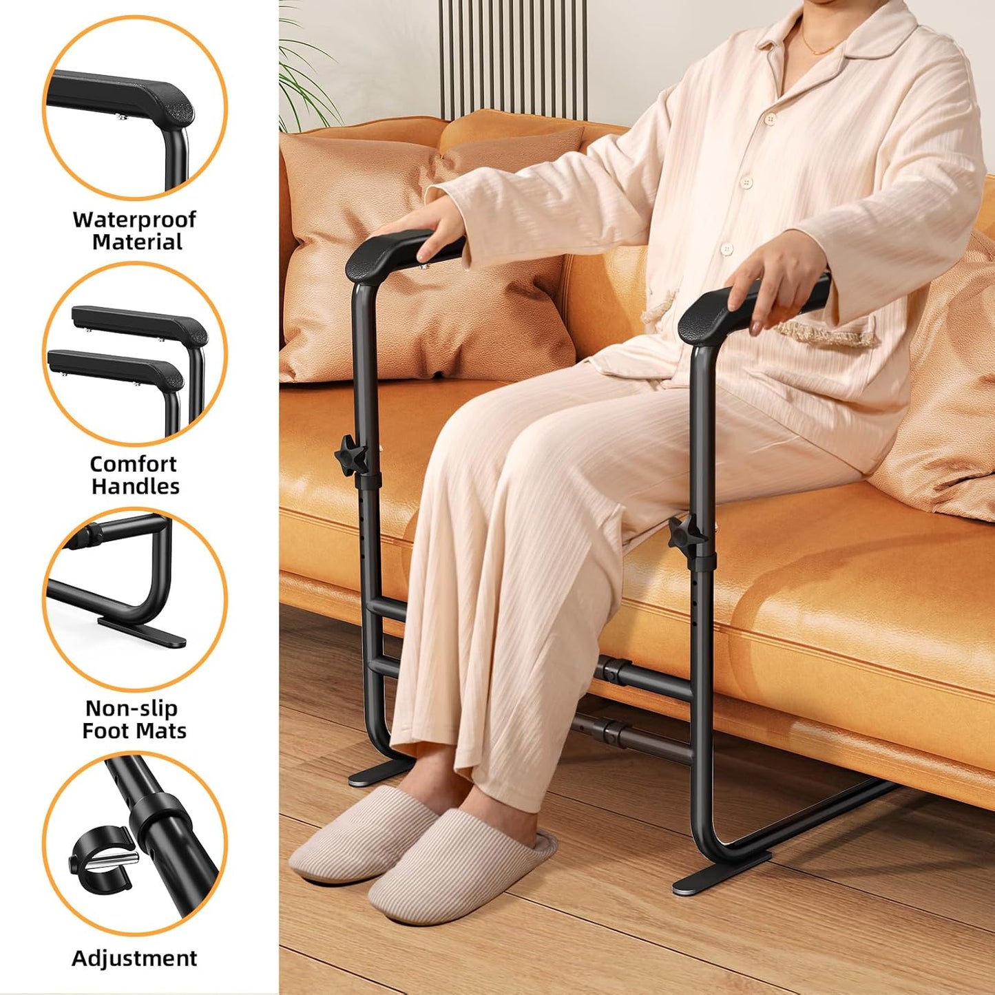 Couch Stand Assist with Wide Handle for Elderly, Height & Width Adjustable Chair Lift Assistance for Seniors, Pregnancy, Disabled, Soft Grip Mobility Aid,450 lbs Capacity (Black)