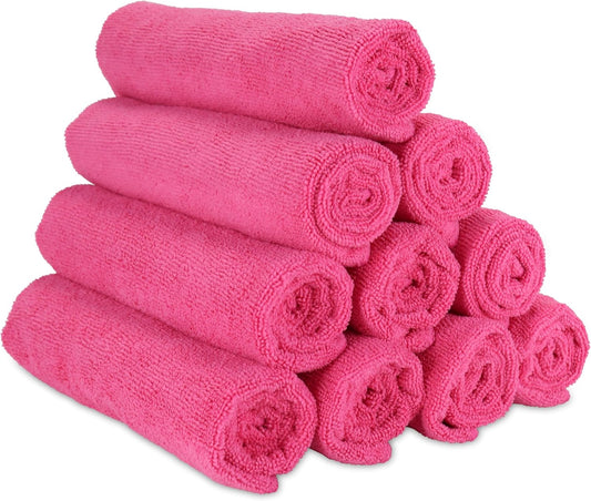 Arkwright Microfiber Gym Towel - Pack of 12 - Super Soft, Quick Dry Workout Sweat Towels, 300 GSM Lightweight & Absorbent for Sports, Working Out, Yoga, and Spa, 16 x 27 in, Hot Pink