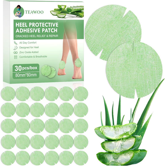 30PCS Patented Aloe Vera Cracked Heel Treatment Patches, Cracked Heel Repair Bandage
