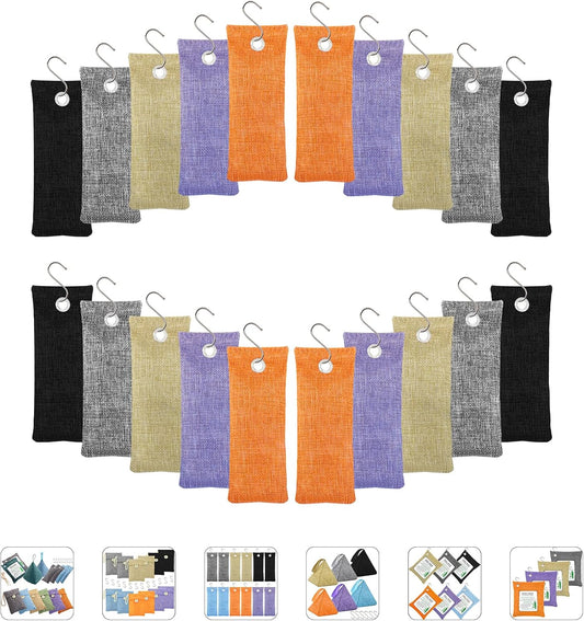 Bamboo Charcoal Bags Odor Absorber 20 Pack×50g Bamboo Charcoal Air Purifying Bags, for Car Air Fresheners, Odor Eliminator for Home,Shoe Deodorizer - Colorful-Activated Charcoal Odor Absorbers