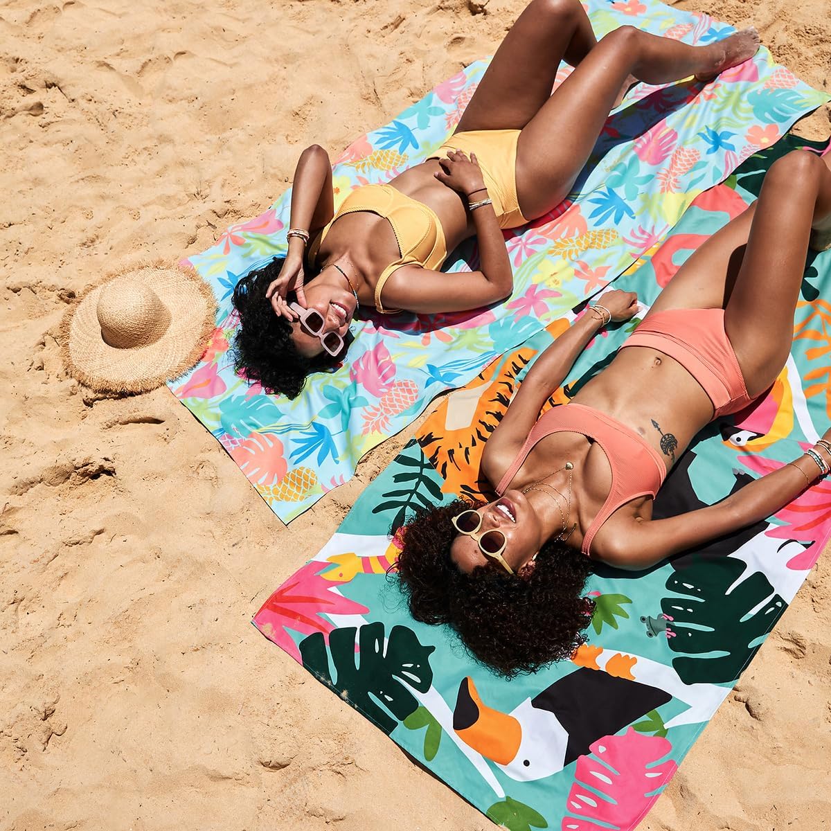 Dock & Bay Beach Towel - Quick Dry, Sand Free - Compact, Lightweight - 100% Recycled - Includes Bag - Aloha Glow - Extra Large (200x90cm, 78x35)