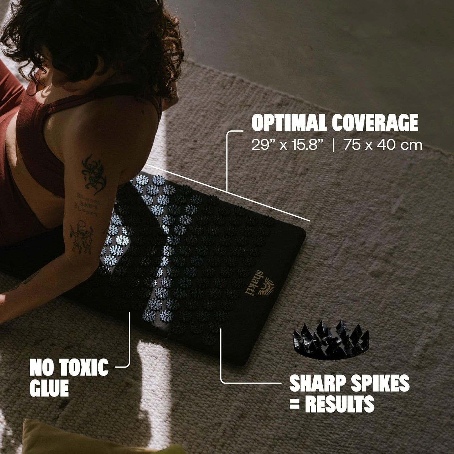 ShaktiMat Premium Acupressure Mat, Level 2 Intensity in Shakti Black, Massage Muscles, Aid Sleep & Unlock Inner Tension | Similar to Acupuncture, No Needles Required