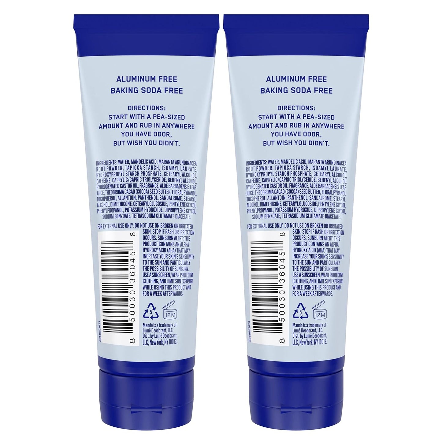 Mando Whole Body Deodorant For Men - Invisible Cream - 72 Hour Odor Control - Aluminum Free, Baking Soda Free, Skin Safe - 3 ounce (Pack of 2) - Pro Sport