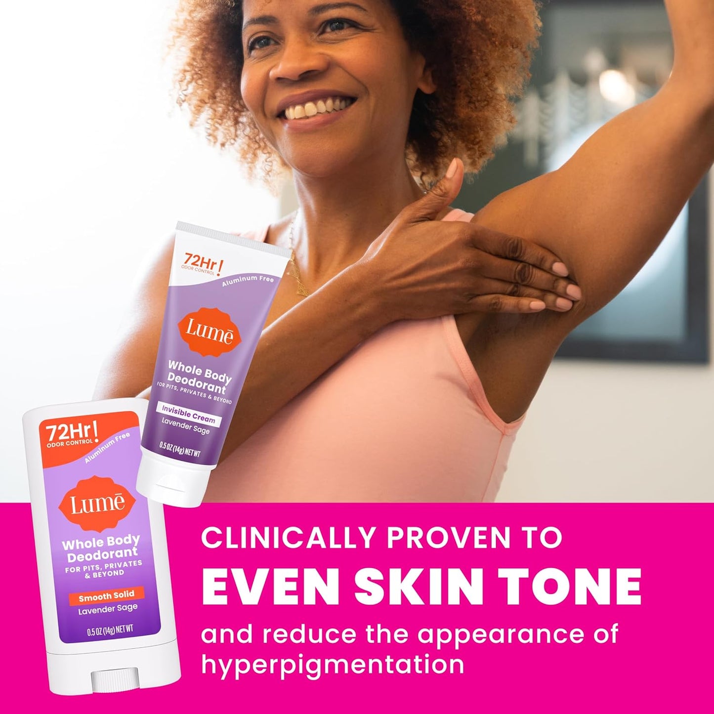 Lume Whole Body Deodorant - Invisible Cream + Solid Stick Mini Bundle - 72 Hour Odor Control - Aluminum & Baking Soda Free, Skin Loving - 0.5 Ounce Each - Travel, Trial Size Minis (Lavender Sage)