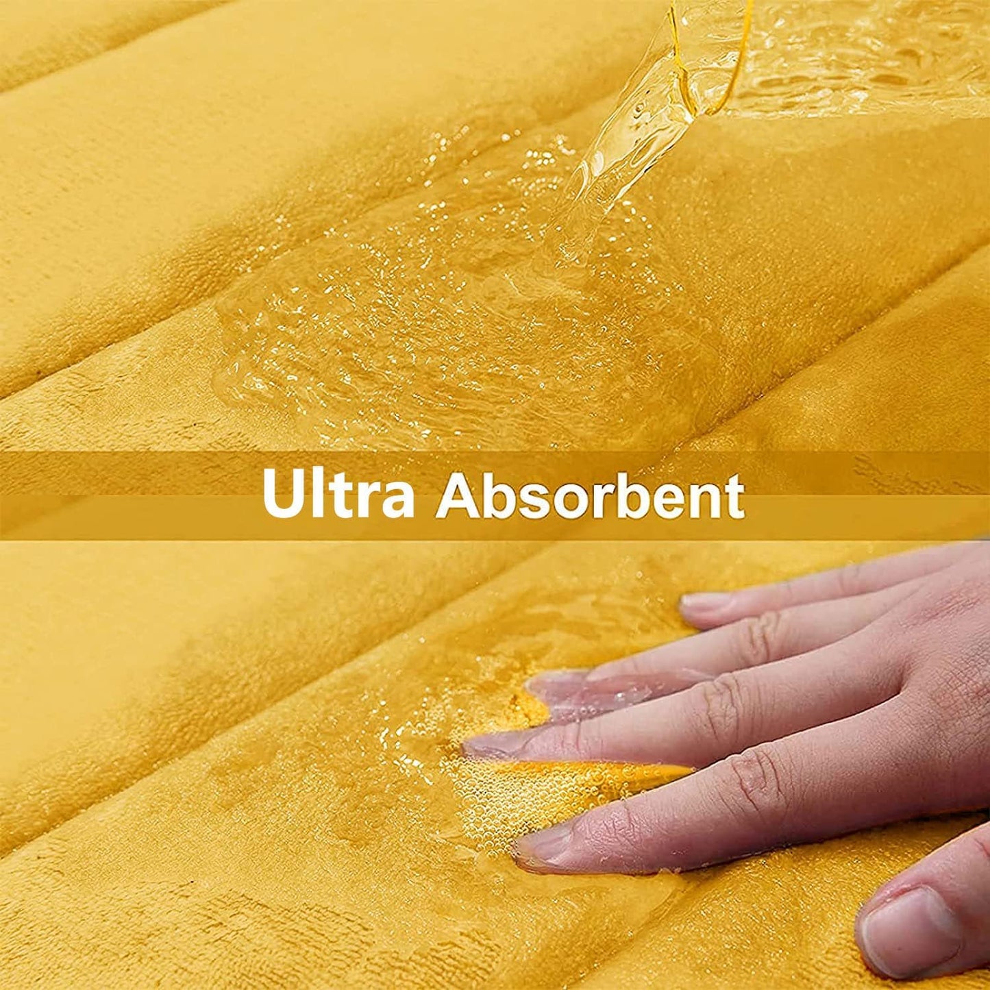 Buganda Memory Foam Bath Mat, 47" x 17", Ultra Soft and Non-Slip Bathroom Rugs, Water Absorbent and Machine Washable Bath Rug Runner for Bathroom, Shower, and Tub, Yellow