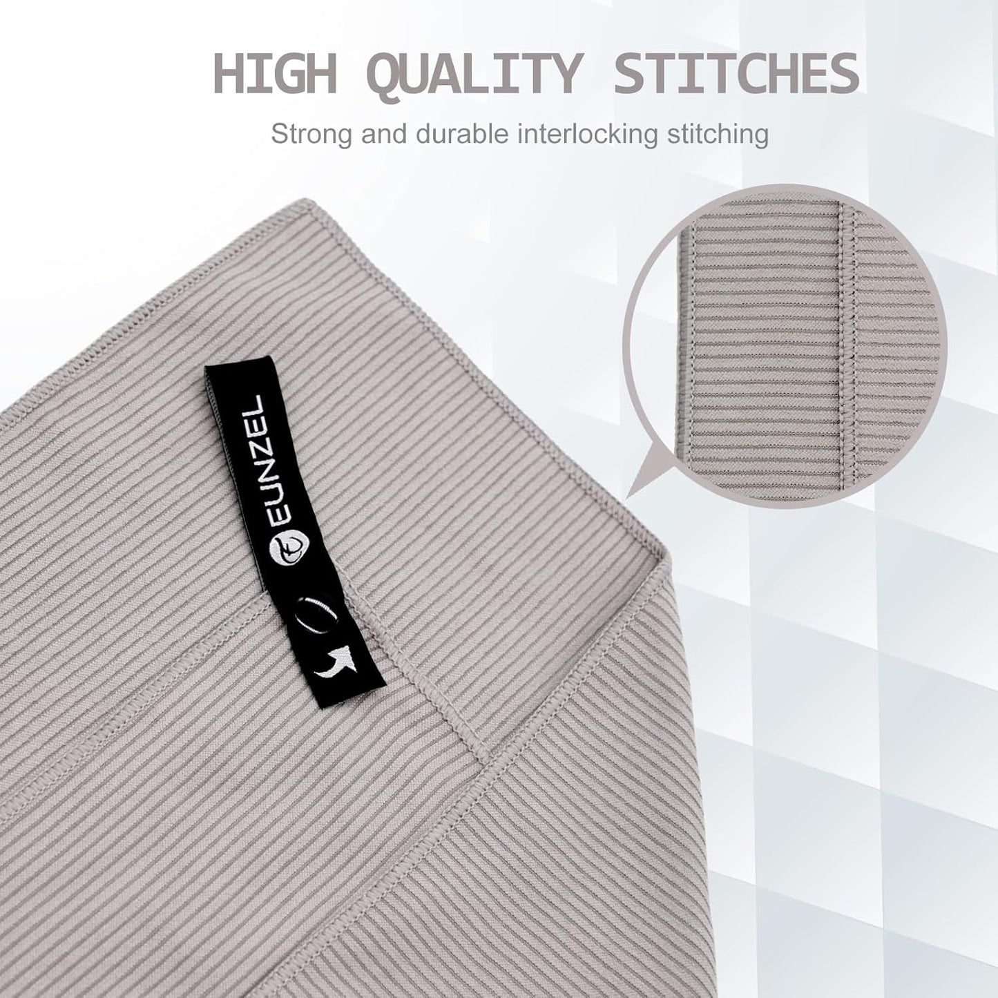 Eunzel Quick Dry Camping Towel, Microfibre Ribbed Towel Travel Towel 3 Sizes 1 Pack Fast Drying Towel Set for Camping, Beach, Gym, Sports, Yoga & Swimming Pool, Grey