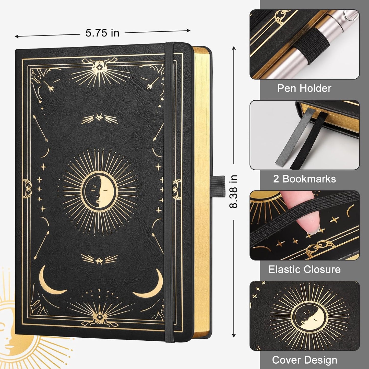 Plain Journal for Women Men, 192 Pages A5 Notebook Journal, Hardcover Notebook with 100Gsm Thick Pages, Leather Note Book for Writing, Travel, Business, Office, Prayer 5.7 x 8.3,Black