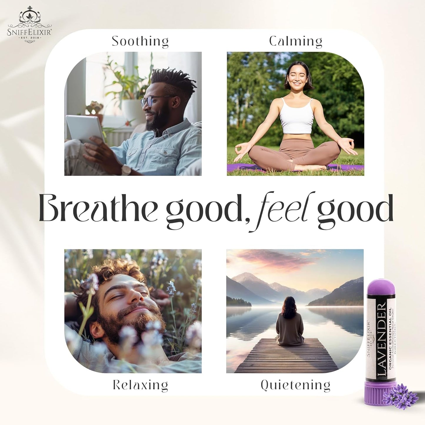 Nasal Stick Inhaler Lavender Nasal Aromatherapy Inhaler - Natural Essential Oil Inhaler for Calm Mind, Mood Boost Nausea Inhaler Relaxation Gifts Nasal Inhaler Stick Portable Nasal Inhalers for Adults
