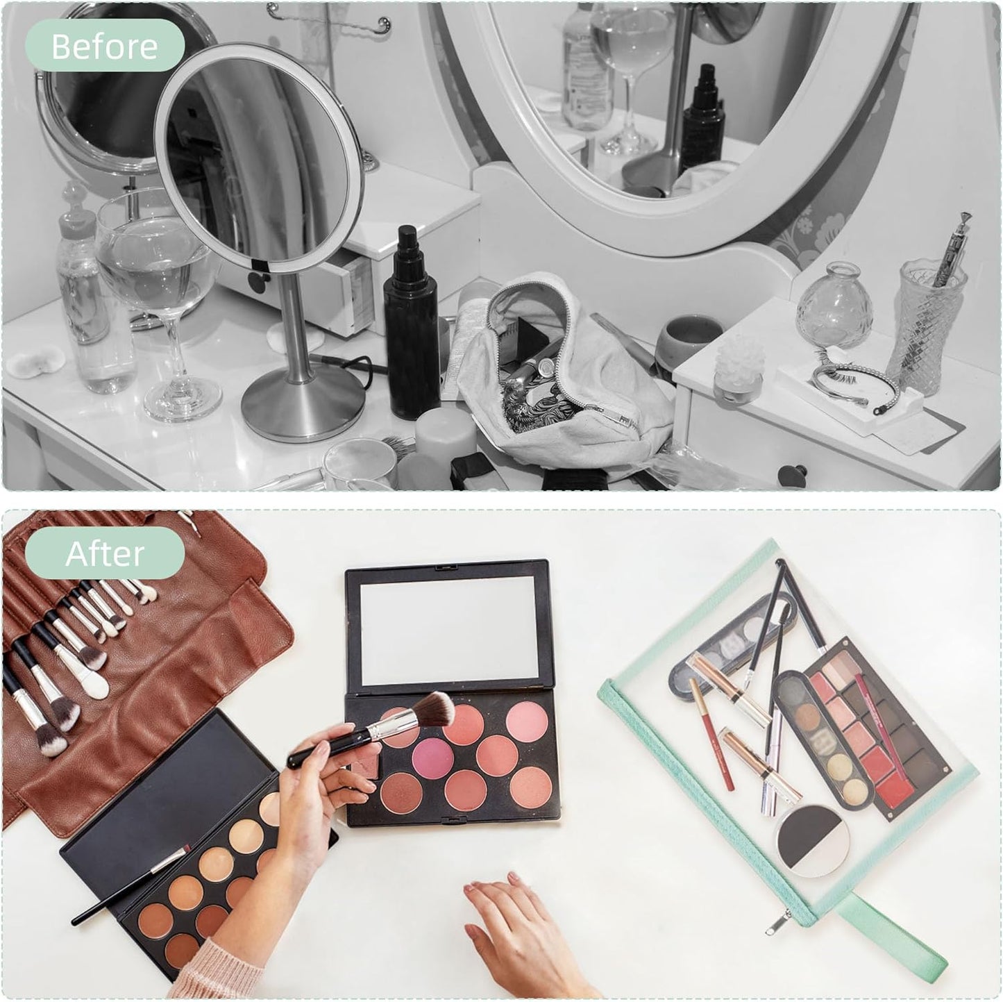 12 Psc Mesh Zipper Pouch Bags,Small Comestic Makeup Bage For Travel, Purse Organizer Pouches (Apple Green, A5*12)