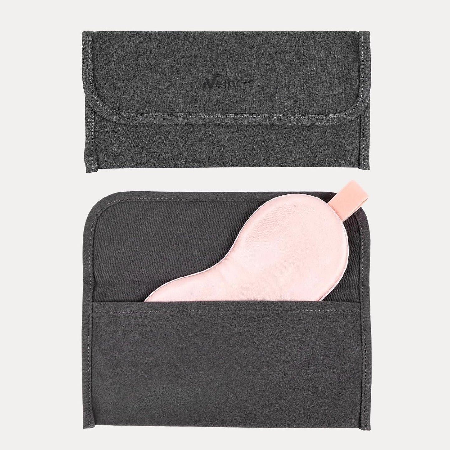 Luxury Silk Sleep Mask with 22mm Mulberry Silk, Velvet Elastic Band, Heat Therapy Pocket, and Travel Pouch, Pink Color