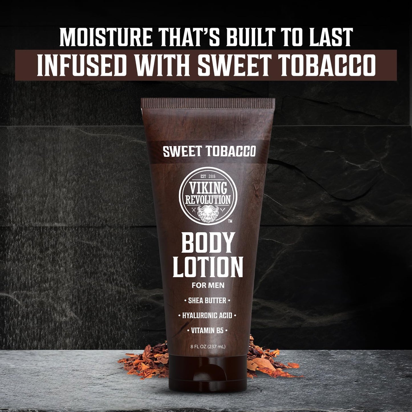 Viking Revolution Sweet Tobacco Body Lotion for Men –Mens Lotion for Dry Skin with Shea Butter, Hyaluronic Acid and Vitamin B5 – Nourishing Mens Body Lotion for Hydrated and Smooth Skin (8oz, 1 Pack)