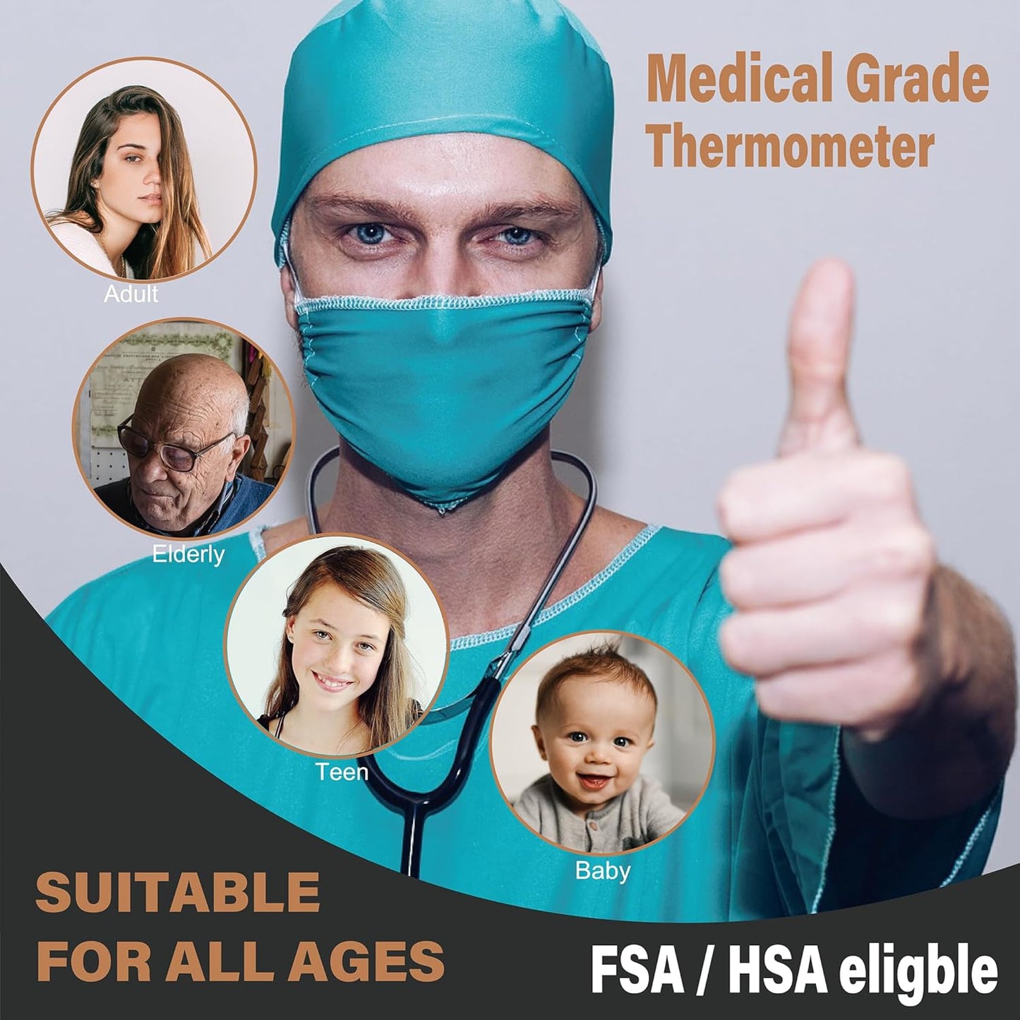 Amplim No-Touch Forehead Thermometer for Adults and Kids, Non-Contact Digital Baby Thermometer for Infants/Newborns. Medical Grade Touchless Temporal Temperature for Fever