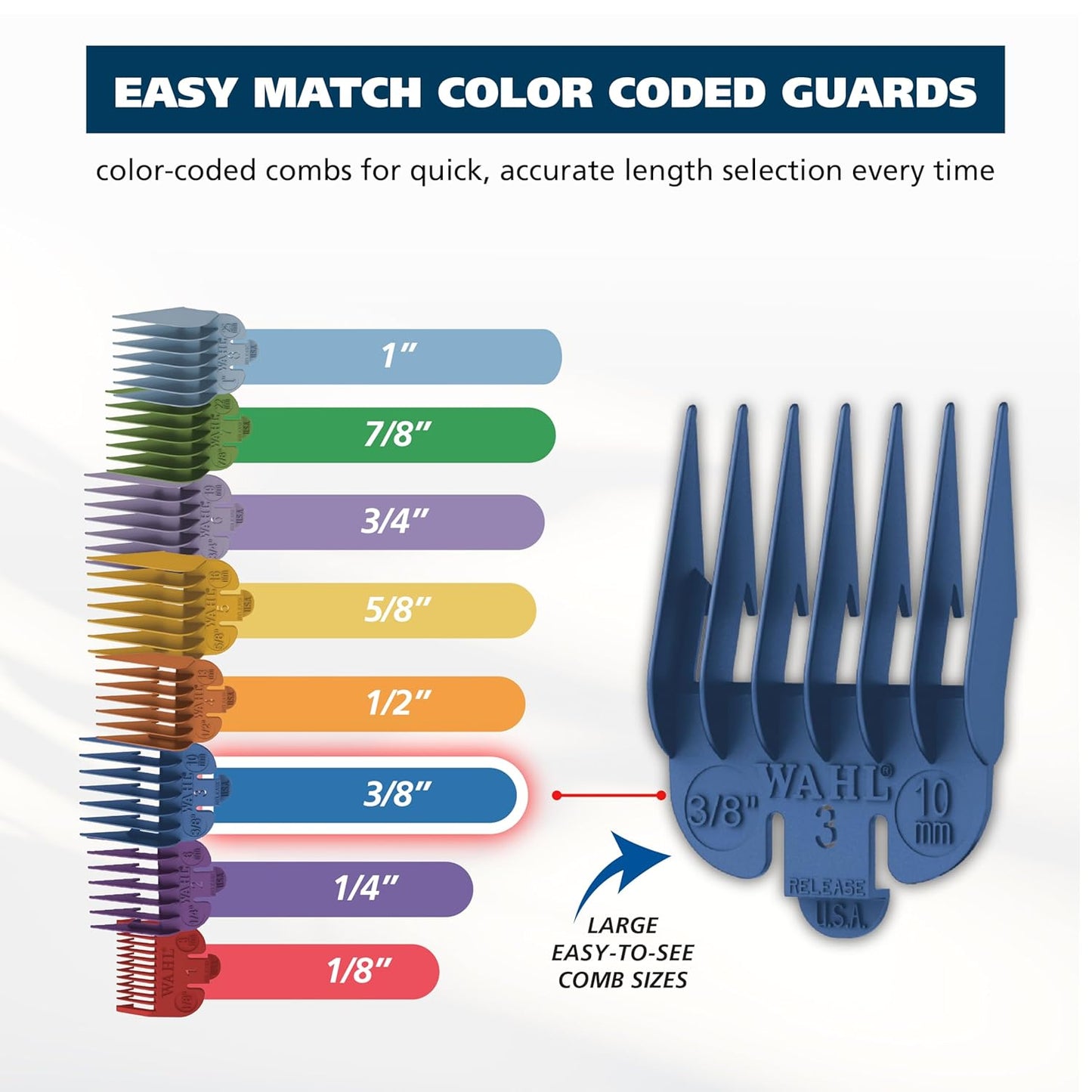 Wahl Color Pro Cordless Rechargeable Hair Clipper & Trimmer – Easy Color-Coded Guide Combs - for Men, Women, & Children – Model 9649P