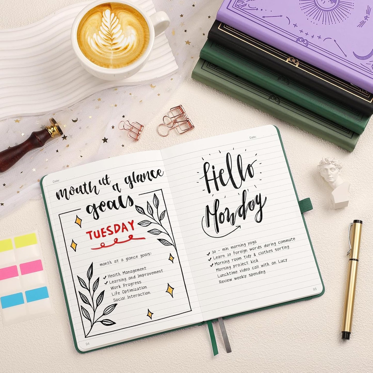 Lined Journal for Women Men, 192 Pages A5 Notebook Journal, Hardcover Notebook with 100Gsm Thick Pages, Leather Note Book for Writing, Travel, Business, Office, Prayer 5.7 x 8.3, Dark Green