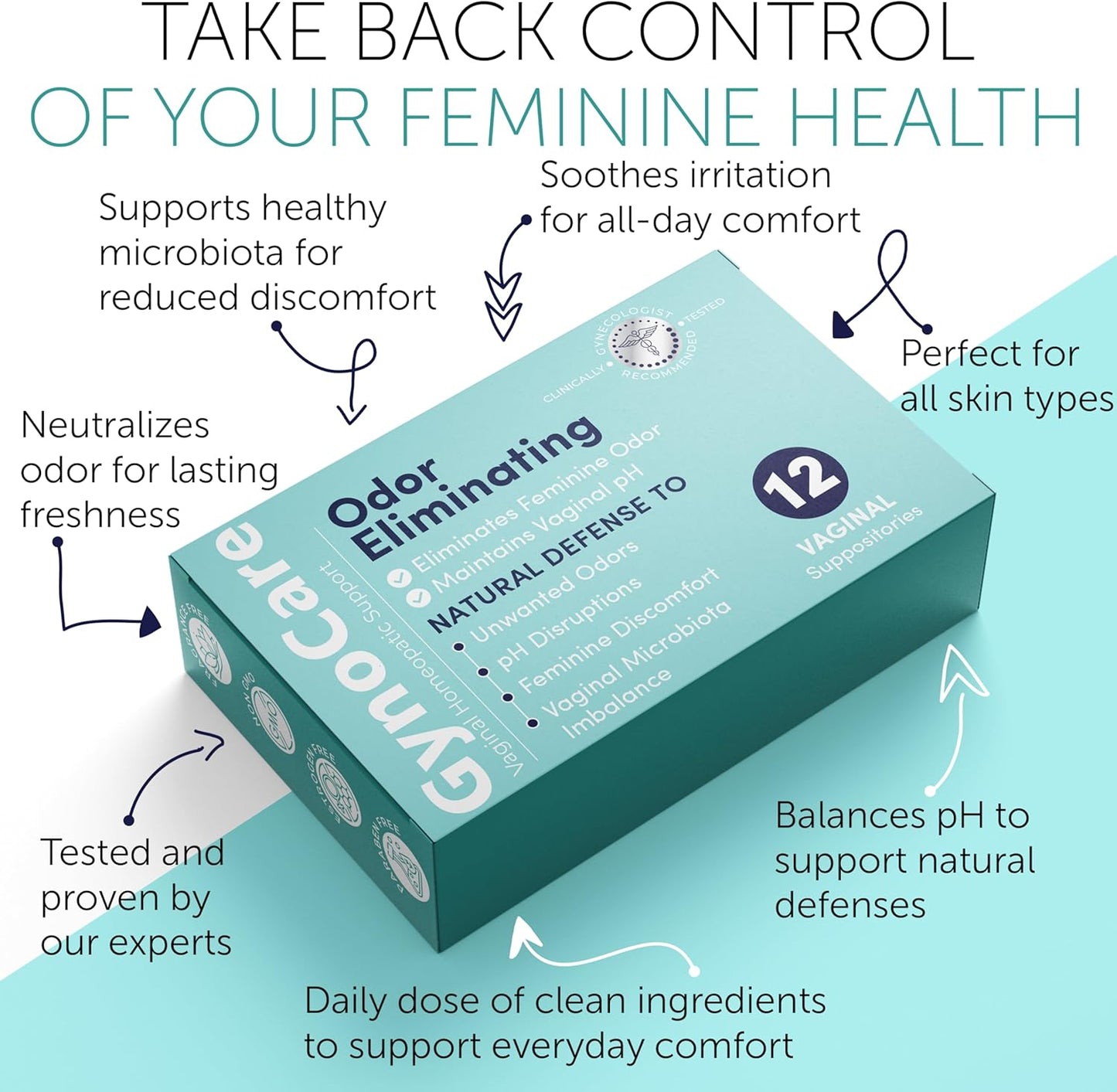 pH Balance for Women | Vaginal Odor Eliminating Suppositories | Boric Acid Suppositories For Women | Vaginal Health | Homeopathic Relief for Odor & Imbalance | 12 Vaginal Suppositories