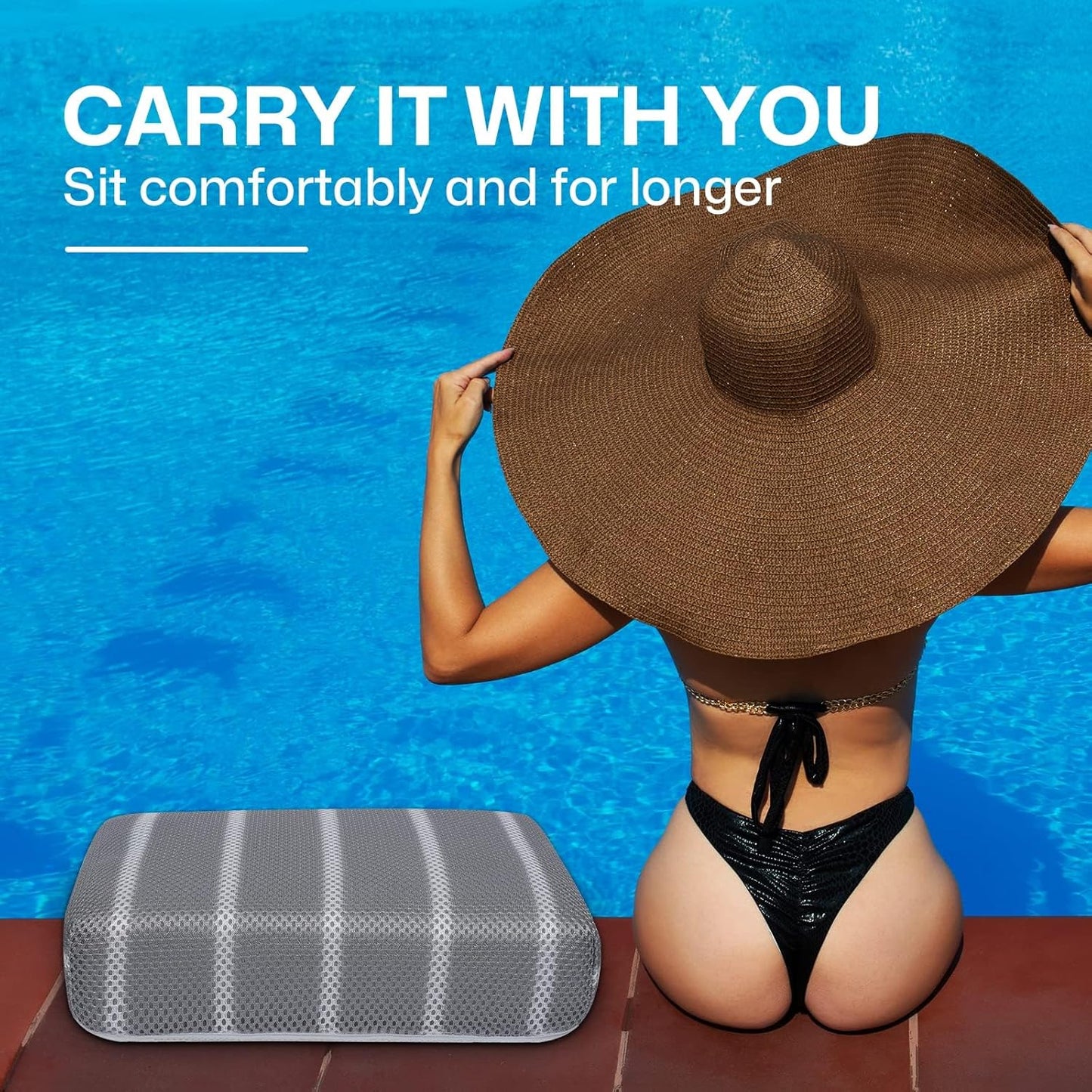 Hot Tub Cushion Pillow for Indoor or Outdoor Use, 16 x 12 x 4.3 Inche Weighted Spa Pillow with Washable 4D Mesh Cover & Non-Slip Micro Dot Bottom, Hot Tub Accessories for Adults,Quick Dry, Grey