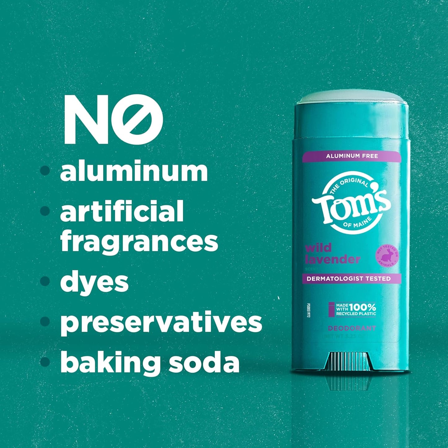 Tom’s of Maine Wild Lavender Aluminum Free Natural Deodorant For Women & Men | Goes on Clear | Odor & Wetness Protection | Naturally Derived and Moisture-Locking Ingredients | 3.25 oz (2 Pack)