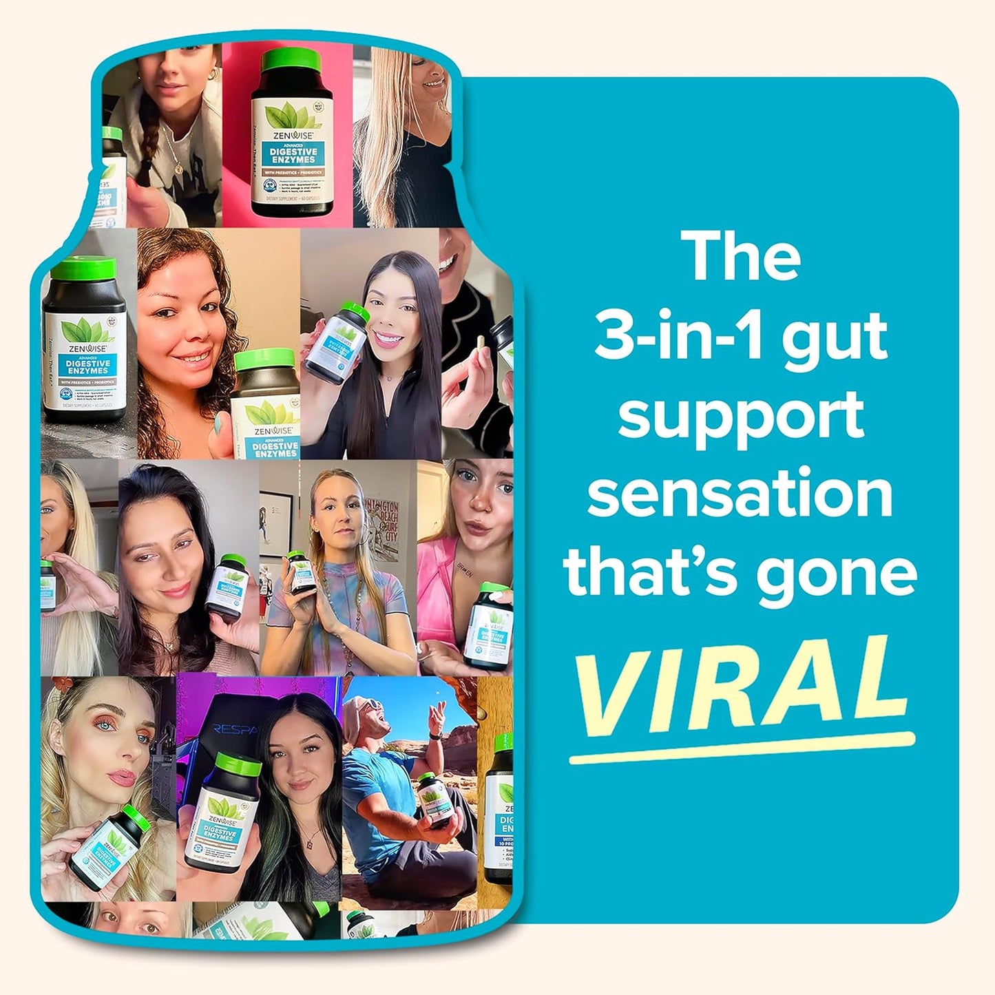 Zenwise Health Digestive Enzymes and Bromelain for Gut Health - Probiotic Multi Enzymes with Prebiotics and Probiotics for Women and Men for Digestive Health and Bloating Relief for Digestion -15 CT