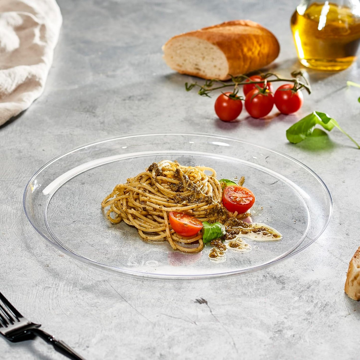 PLASTICPRO Plastic Party Plates Edge Collection Premium heavyweight Elegant Disposable Tableware Dishes (Clear, 10.6'' INCH PLATES)