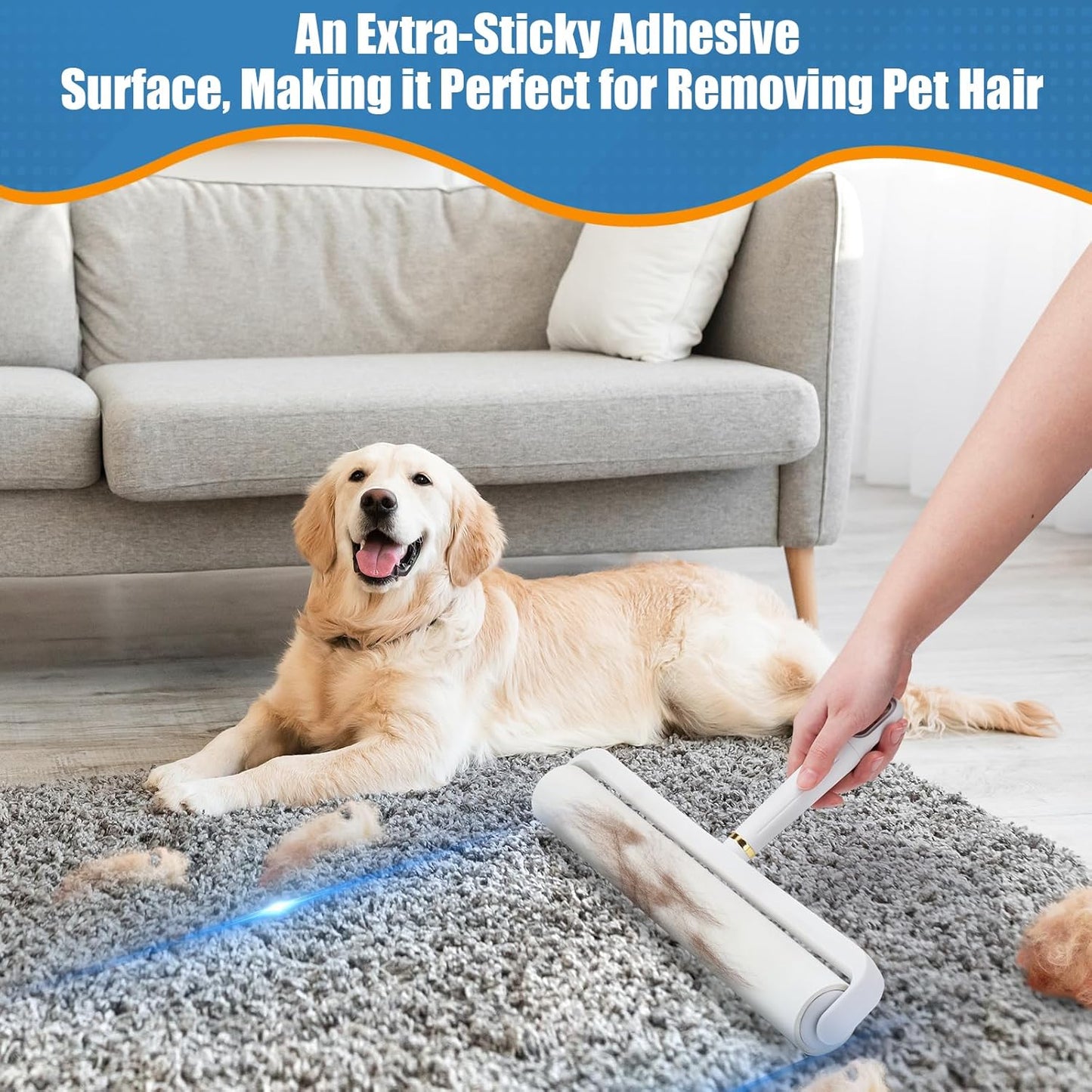 14.17" Large Lint Rollers for Pet Hair Extra Sticky, 360 Sheets Roller with Long Handle for Cleaning Carpets, Clothing, Couch, Furniture Wall Cleaner Mop Dust Remover