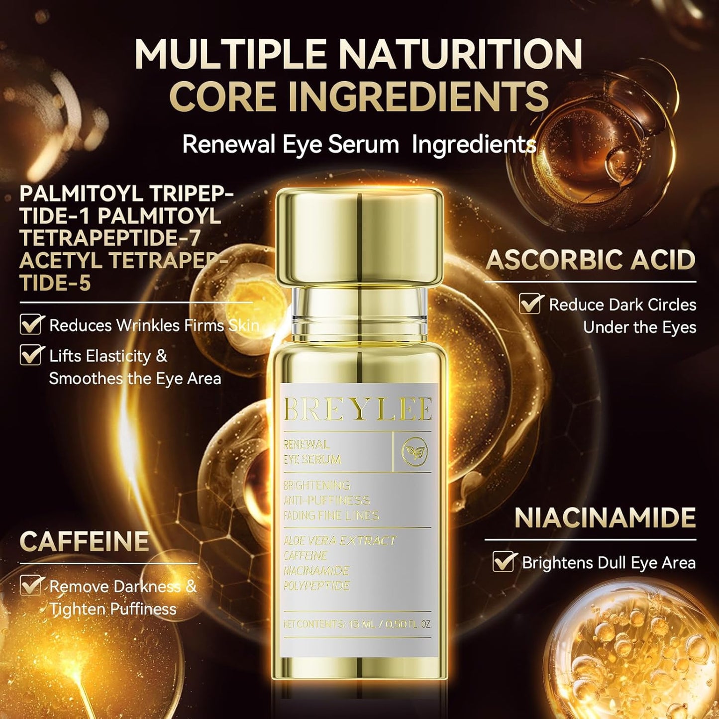 BREYLEE Renewal Care Kit with Aloe Vera Eye Masks – 60 Pcs & Renewing Serum, Under Eye Patches For Puffy Eyes,Hydrates, Improves And Firms The Eye Area, Suitable For Both Women And Men