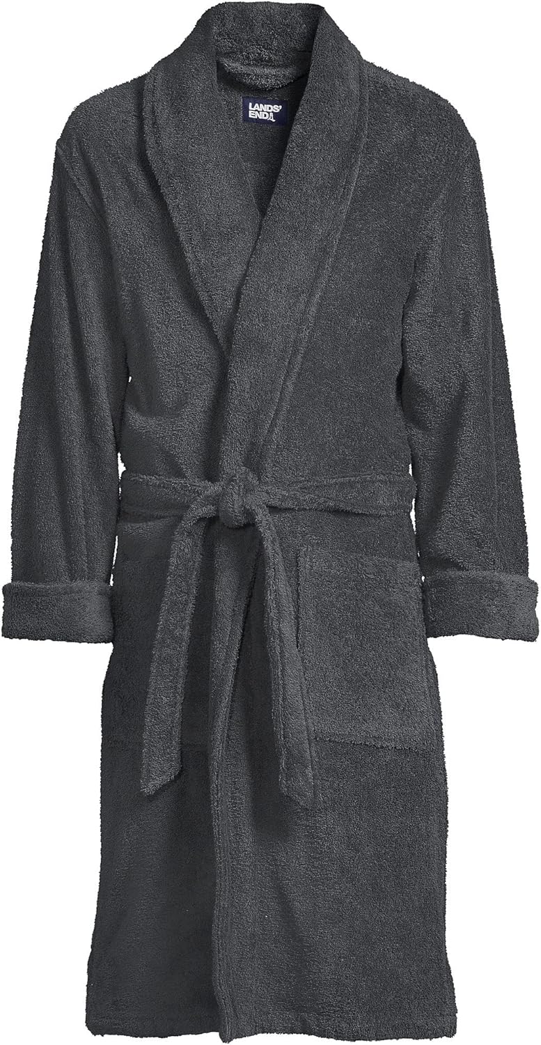 Lands' End Men's Calf Length Turkish Cotton Terry Bathrobe