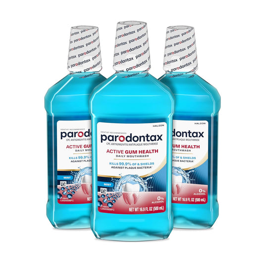 Parodontax Active Gum Health Mouthwash, Antiplaque and Antigingivitis Mouthwash, Mint, 3x16.9 Fl Oz