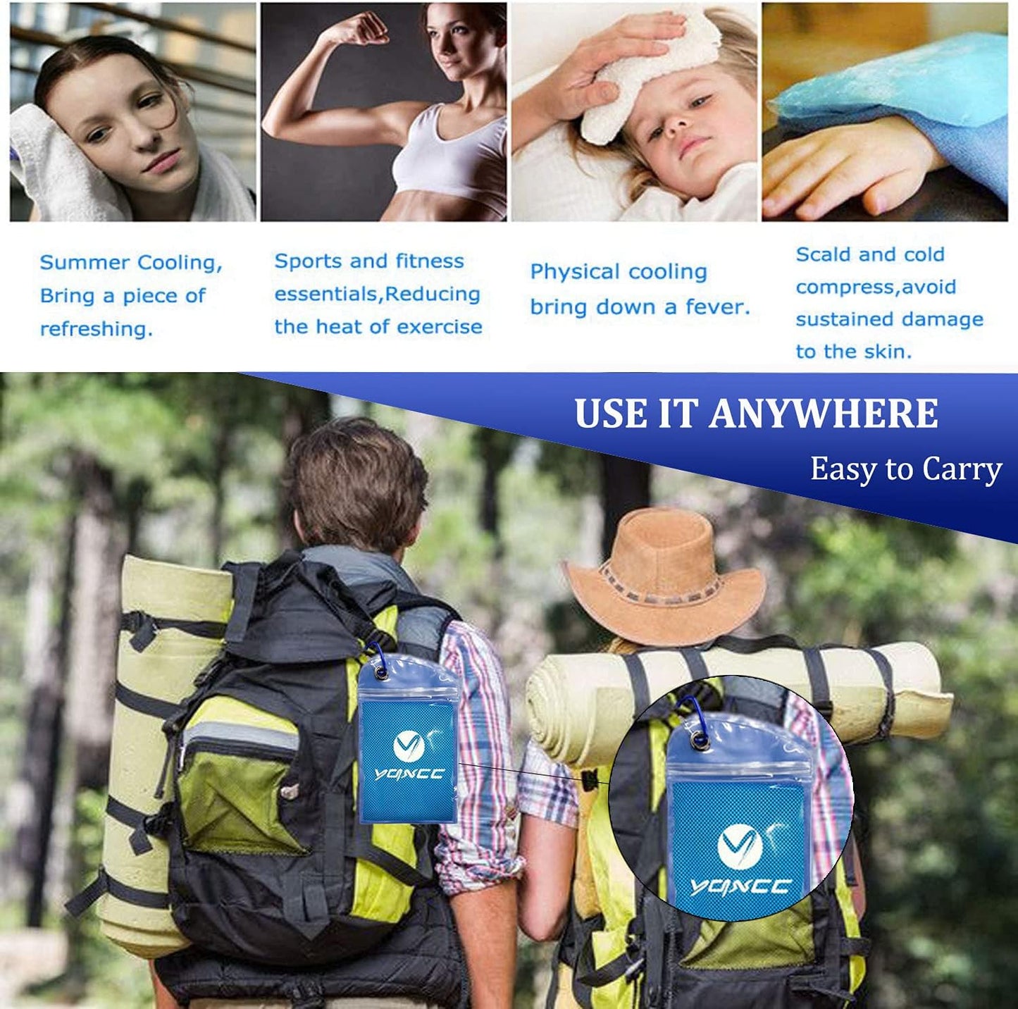 YQXCC Cooling Towels | 6 Pack 47"x12" | Ice Cool for Neck | Microfiber Soft Breathable Chilly | for Yoga, Sports, Golf, Gym, Camping, Running, Fitness, Workout & More Activities