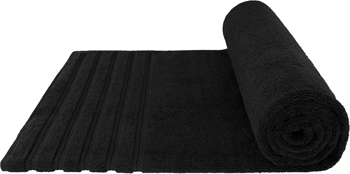 American Soft Linen 35x70 Jumbo Large Bath Towels, 600 GSM 100% Cotton Turkish Bath Sheet, Oversized Luxury Bath Towels for Bathroom Beach and Pool, Black