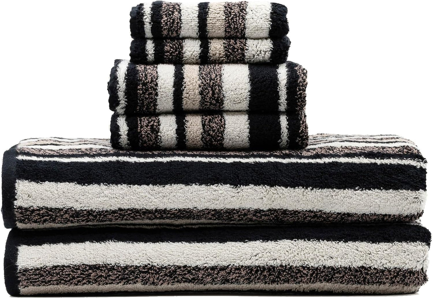Italic Ultraplush Luxe 6 Piece Towel Set – 2 Bath Sheets, 2 Hand Towels, 2 Washcloths – 800GSM Soft, Highly Absorbent & Quick Drying, Resort Grade 100% Australian Cotton Towels (Stripe Multi-Color)