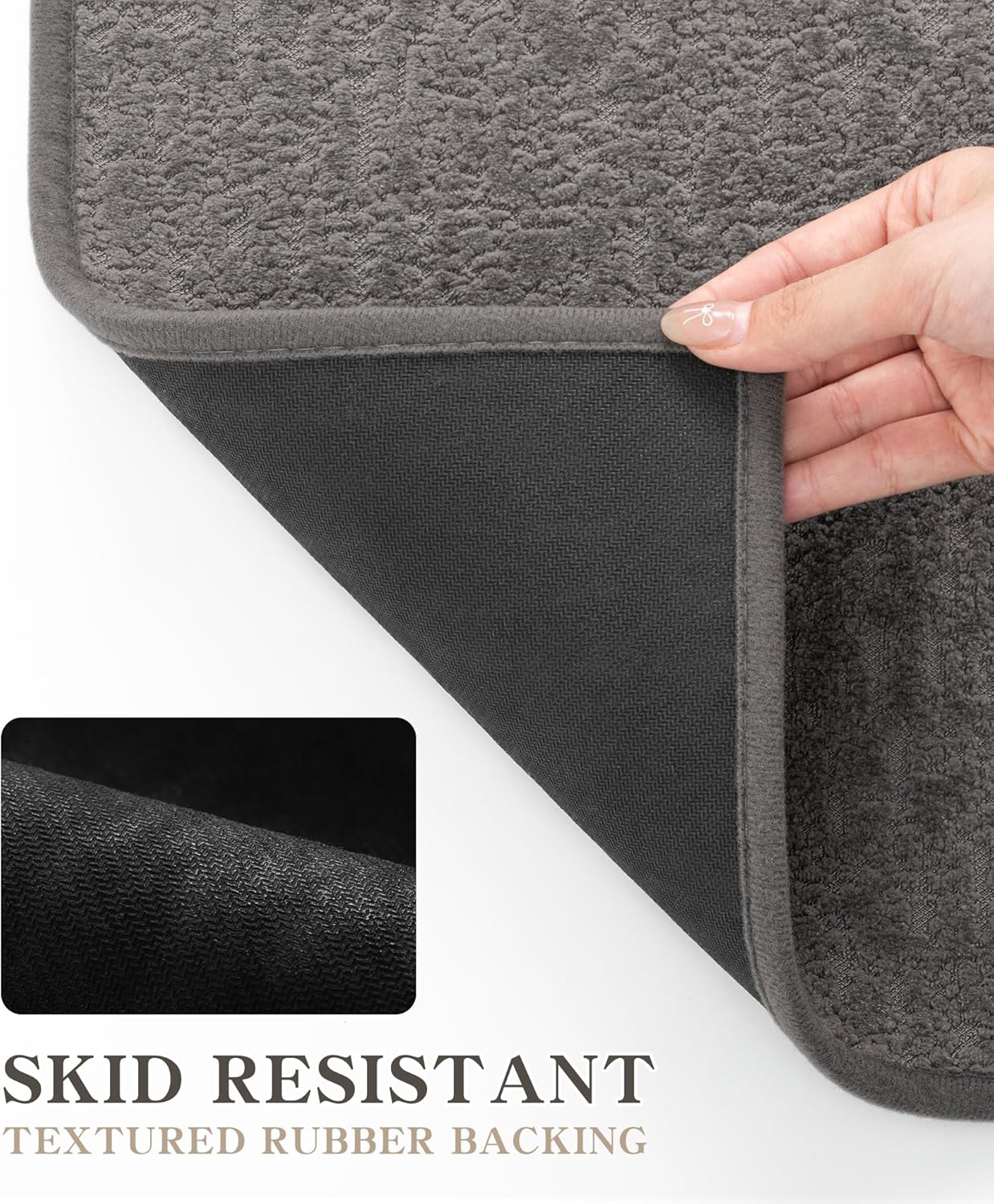 chakme Bathroom Rugs Mat 47x24, Ultra Thin Non Slip Bath Mat Quick Dry Absorbent Bath Mat for Bathroom Floor, (Dark Grey, 47"x24")