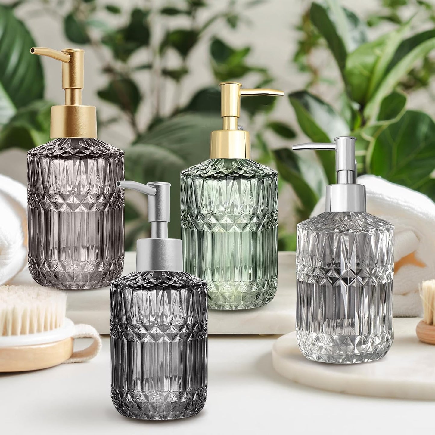 Lotion Soap Dispenser Replacement Pump for Bottles Fits 28/400 Thread Standard, for Dish Soap Refill Dispenser Kitchen Bathroom Worktop Bottles(Matte Silver)