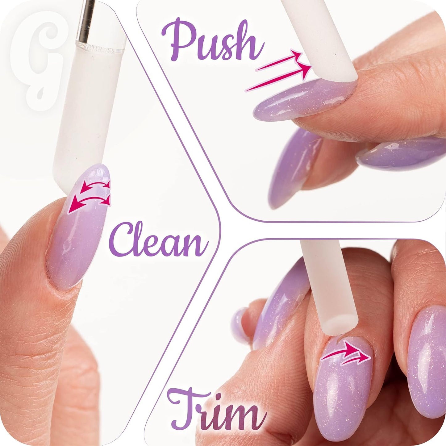 GLADZY Glass Cuticle Pusher Tool - 2 pcs Dual Ended Manicure Stick, Etched Crystal Glass Cuticle Remover, Callous and Dry Skin Fingertip File, Nail Shaper, Professional Nail Care, Ethically Made in EU