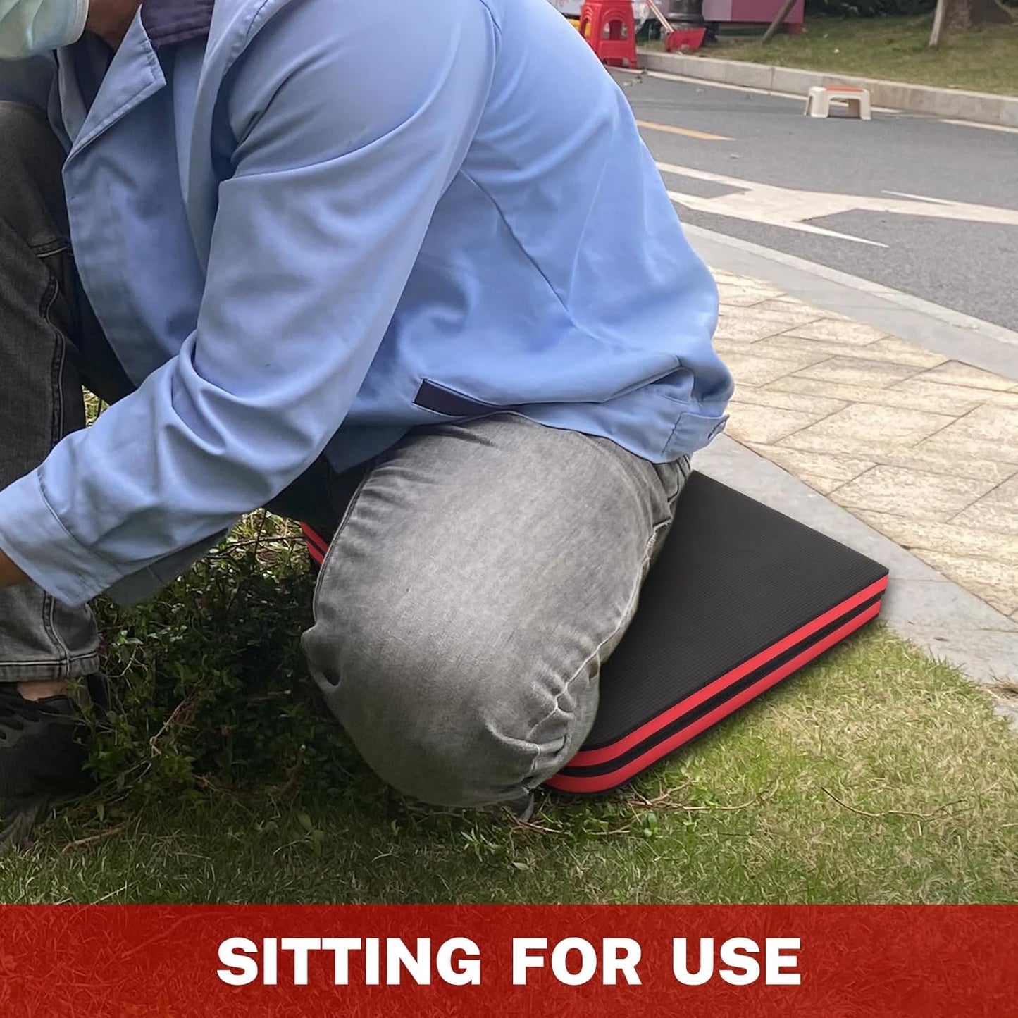 TOMMARS 0.9" Foldable Thick Kneeling Pad, 2 Fold Comfortable Foam Knee Pads Cushion Mat for Gardening, Yardwork, Workshop Repairing