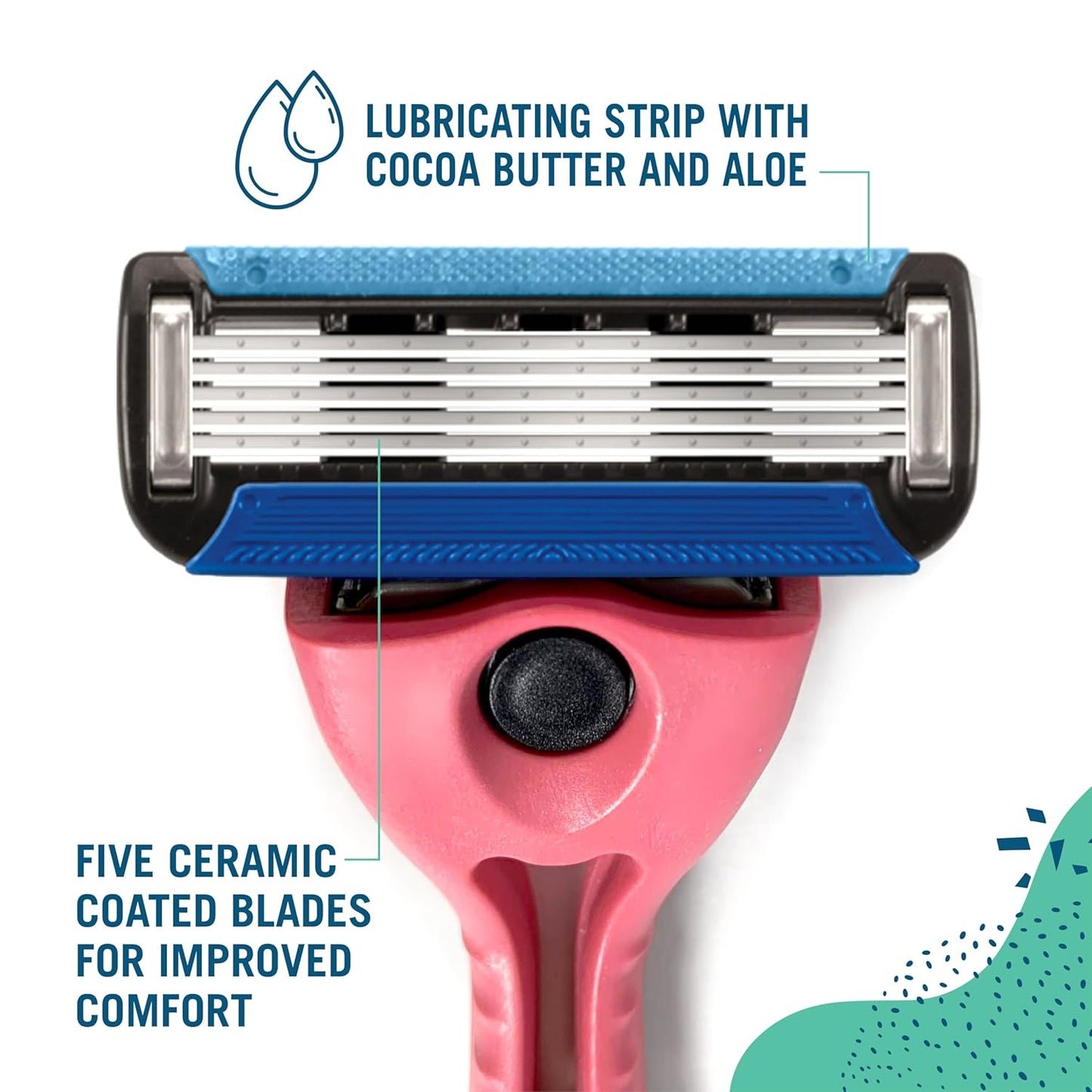 Preserve Shave 5 Five Blade Refillable Razor, Made from Recycled Materials, Coral Pink