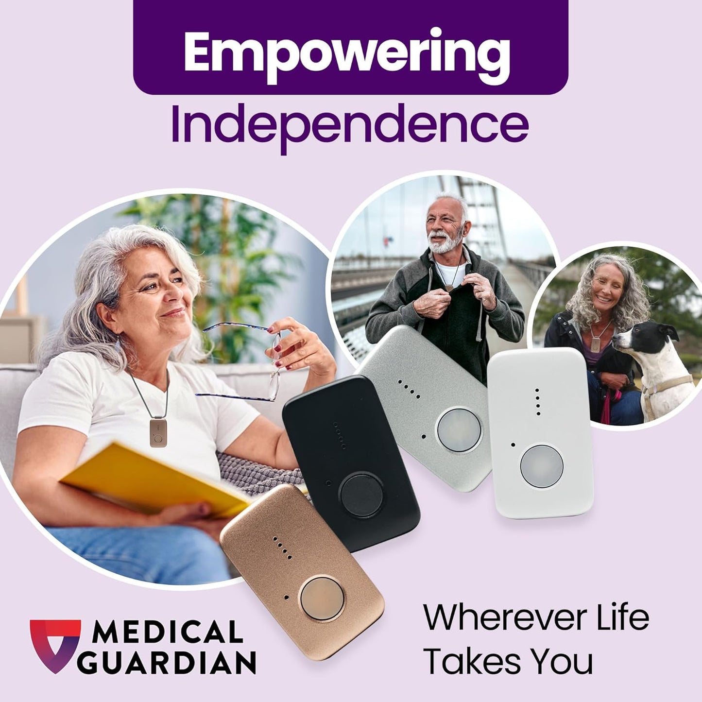 Medical Guardian MGMini | Medical Alert Device for Seniors | Water-Resistant, Emergency Call Button, 24/7 Monitoring, Step Counter, GPS Tracking | Monthly Subscription Required | Rose Gold