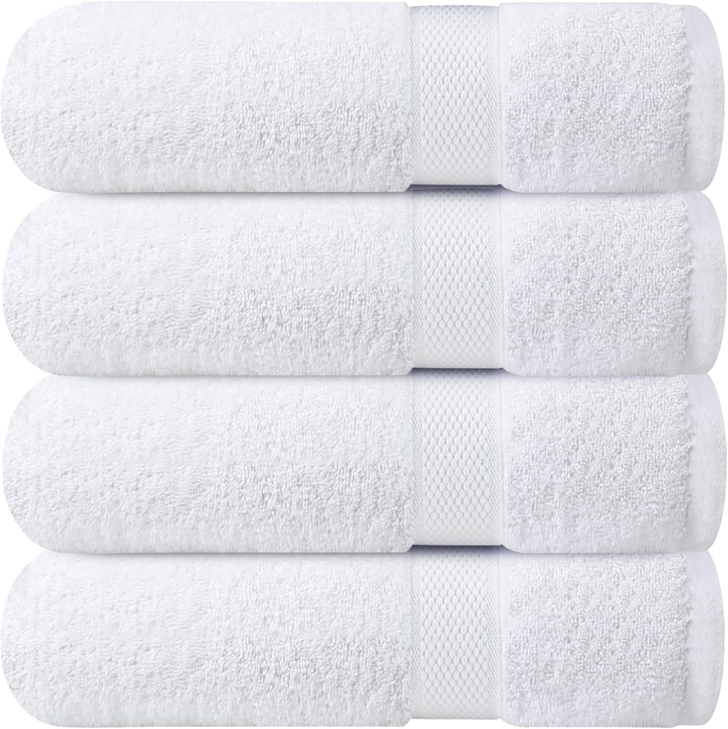 Infinitee Xclusives Luxury 100% Ring-Spun Cotton White Bath Towels Set of 4 (27x54 inches) – Soft, Absorbent & Quick-Drying Towels for Bathroom, Gym, Spa & Hotel Use (Brilliant White, Bath Towels)