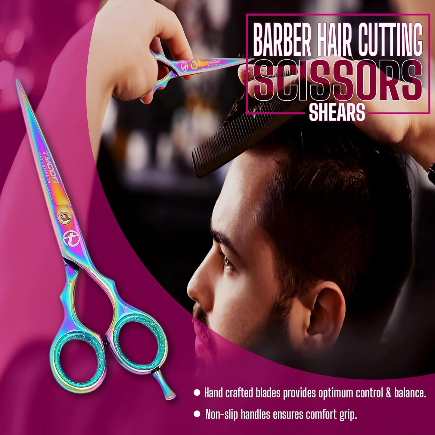 Tycon Hair Cutting Scissors Professional 6.5" β Japanese Stainless Steel, 2.7" Razor Edge Blade Barber Scissors β Ergonomic design - Precision Hair Scissors for Smooth Cutting - Salon & Personal Use